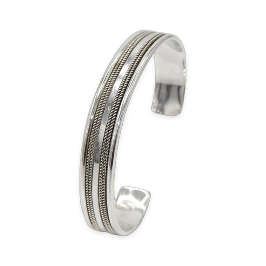 Twisted Rope Cuff Oxidized Bangle