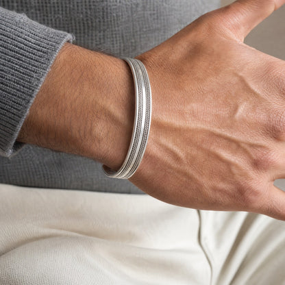 Twisted Rope Cuff Oxidized Bangle