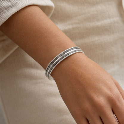 Twisted Rope Cuff Oxidized Bangle