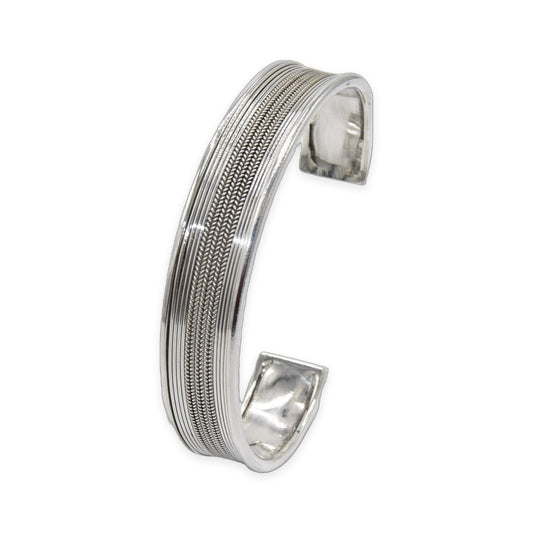 Woven Rope Cuff Oxidized Bangle