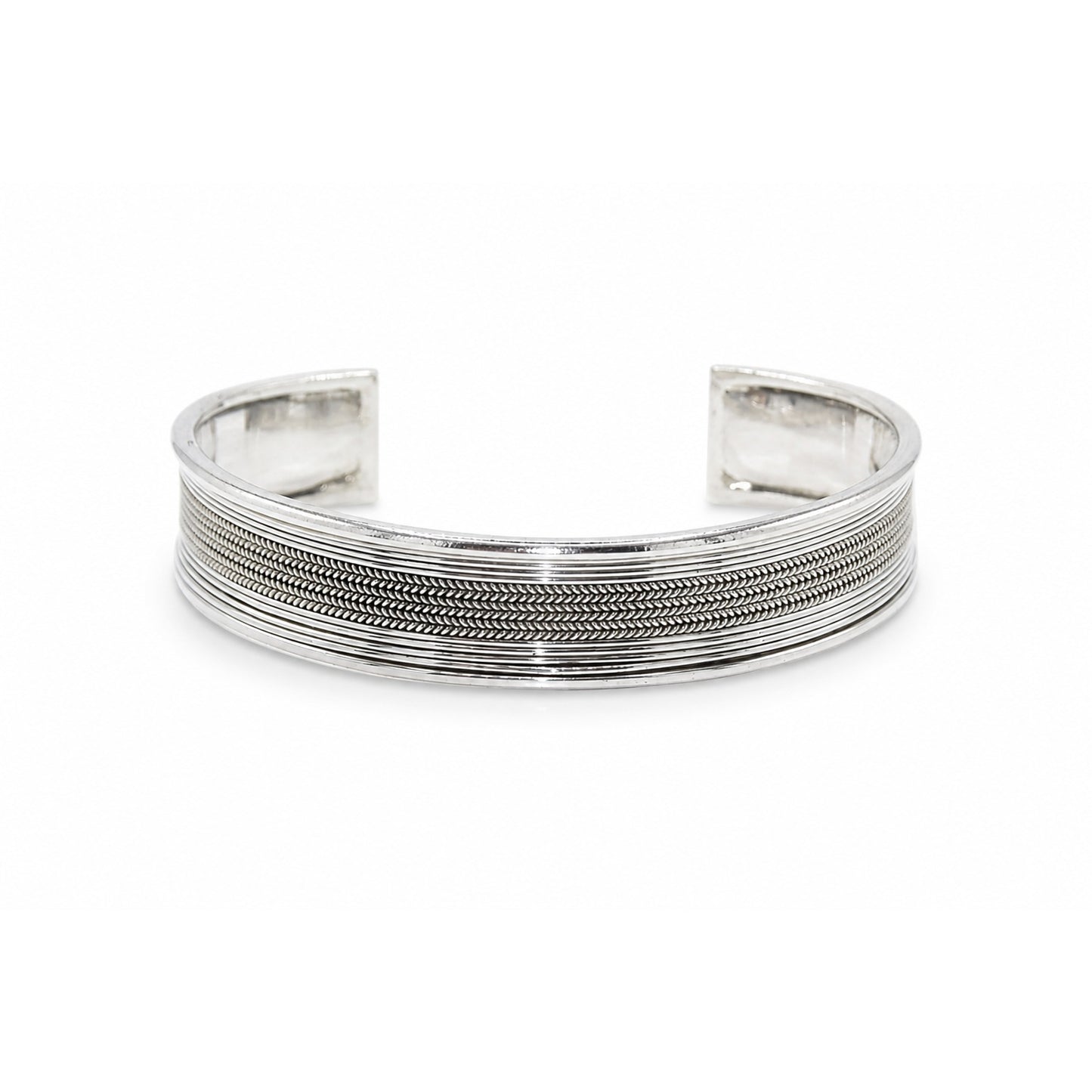 Woven Rope Cuff Oxidized Bangle