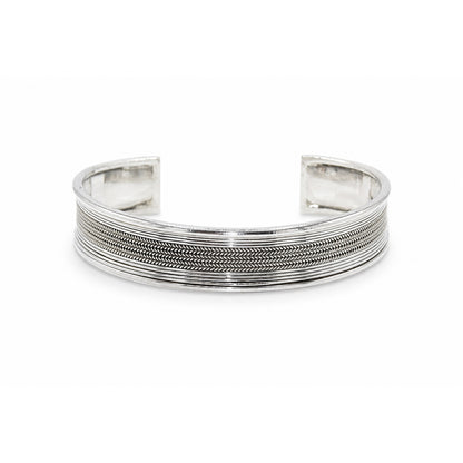 Woven Rope Cuff Oxidized Bangle