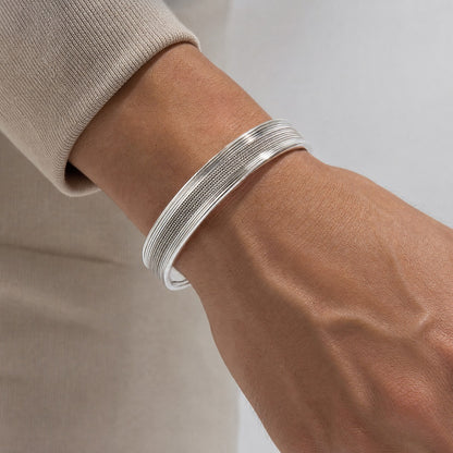 Woven Rope Cuff Oxidized Bangle