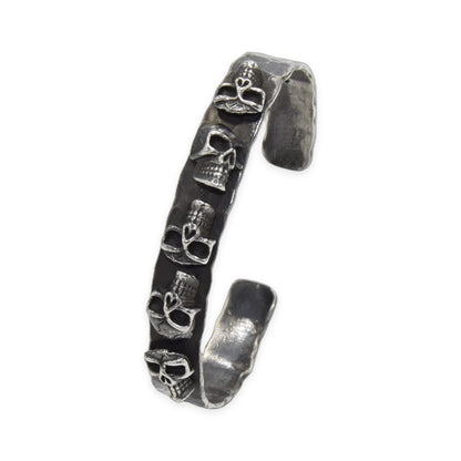 Skull Row Cuff Oxidized Bangle