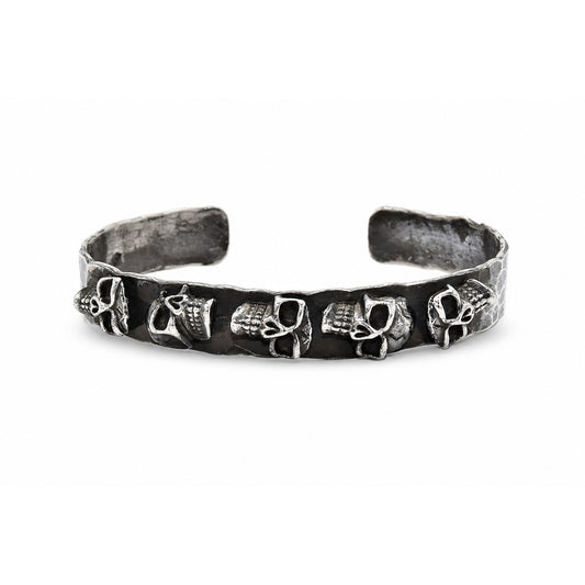 Skull Row Cuff Oxidized Bangle