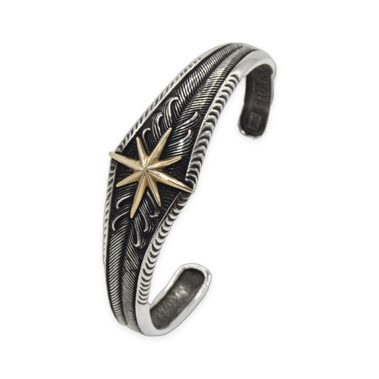 Star Feather Cuff Oxidized Bangle