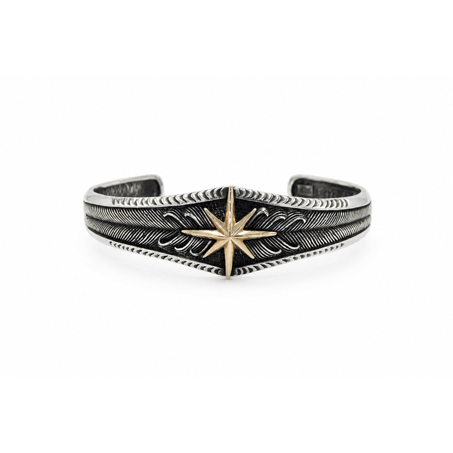 Star Feather Cuff Oxidized Bangle