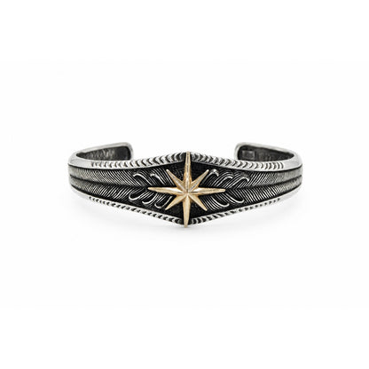 Star Feather Cuff Oxidized Bangle