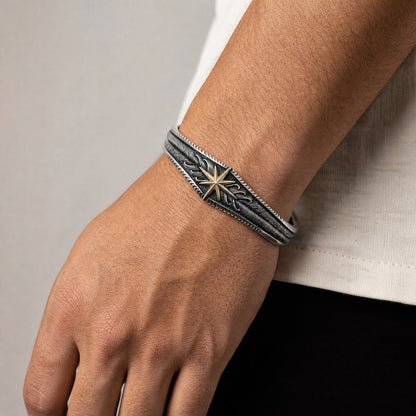 Star Feather Cuff Oxidized Bangle