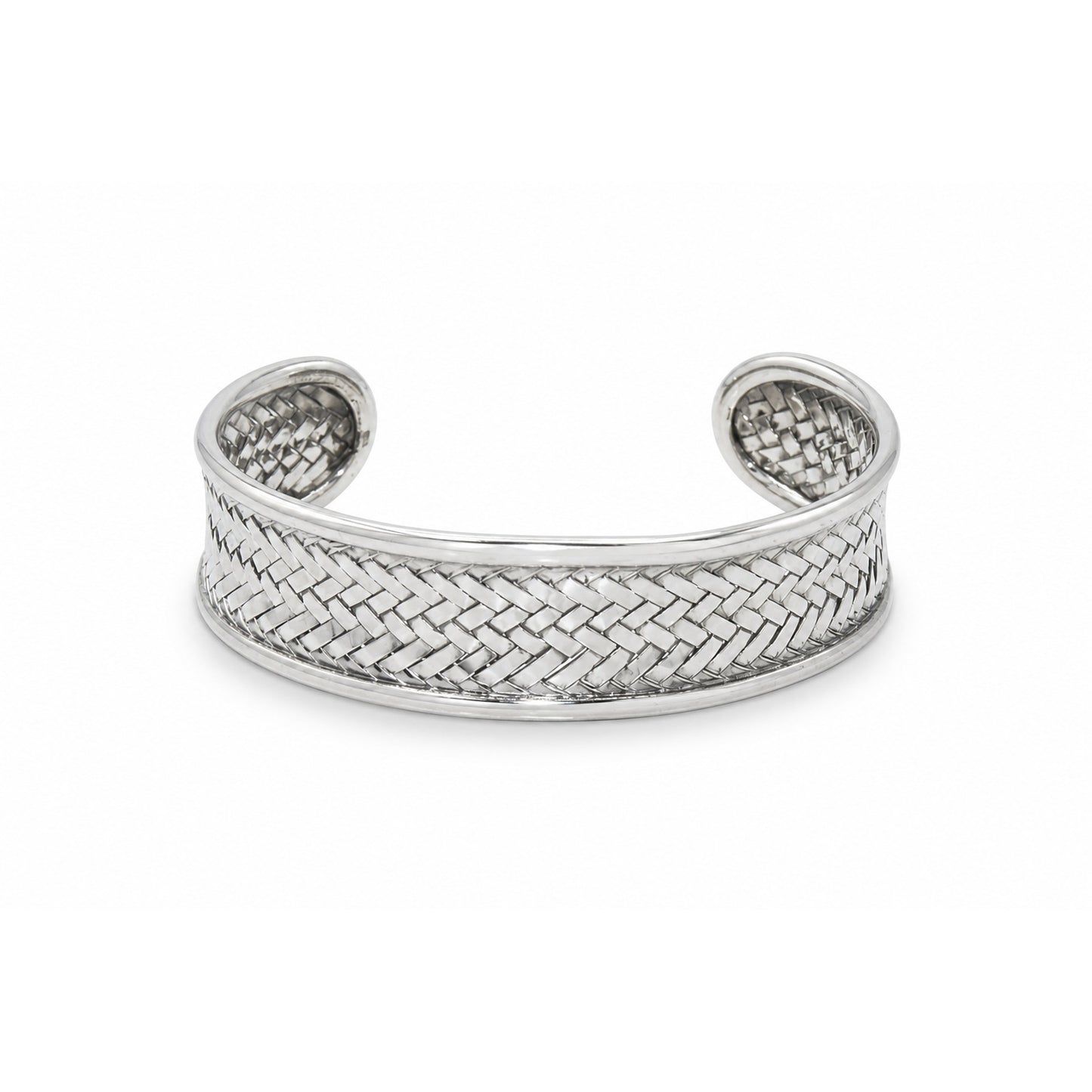 Woven Herringbone Cuff Oxidized Bangle
