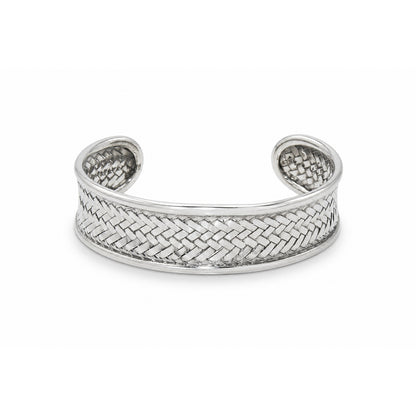 Woven Herringbone Cuff Oxidized Bangle