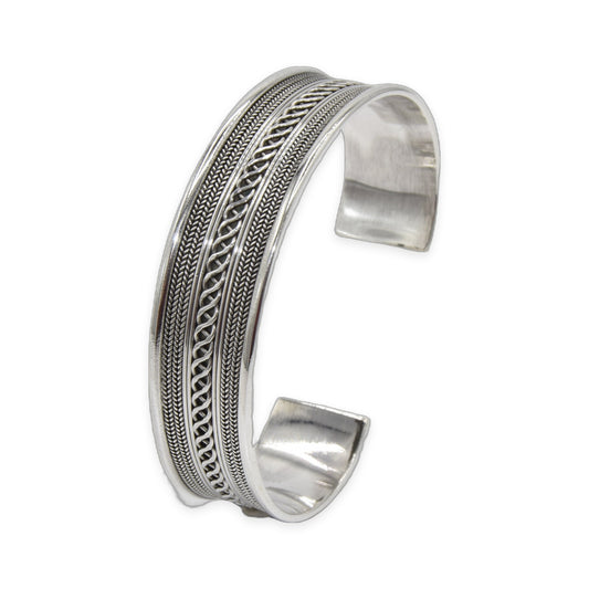 Braided Rope Weave Oxidized Bangle