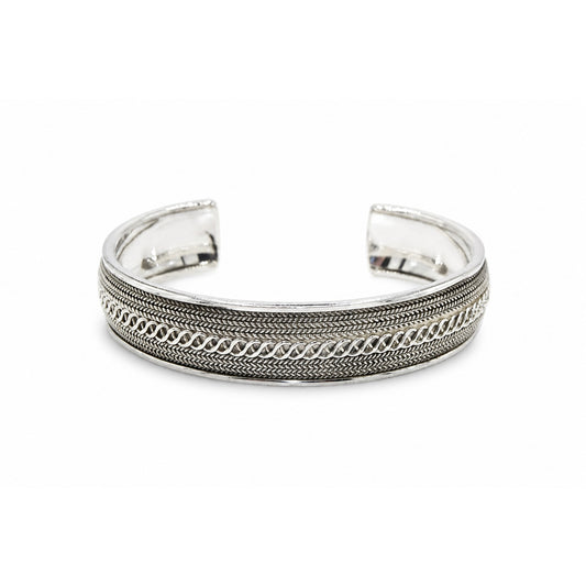 Woven Rope Cuff Oxidized Bangle