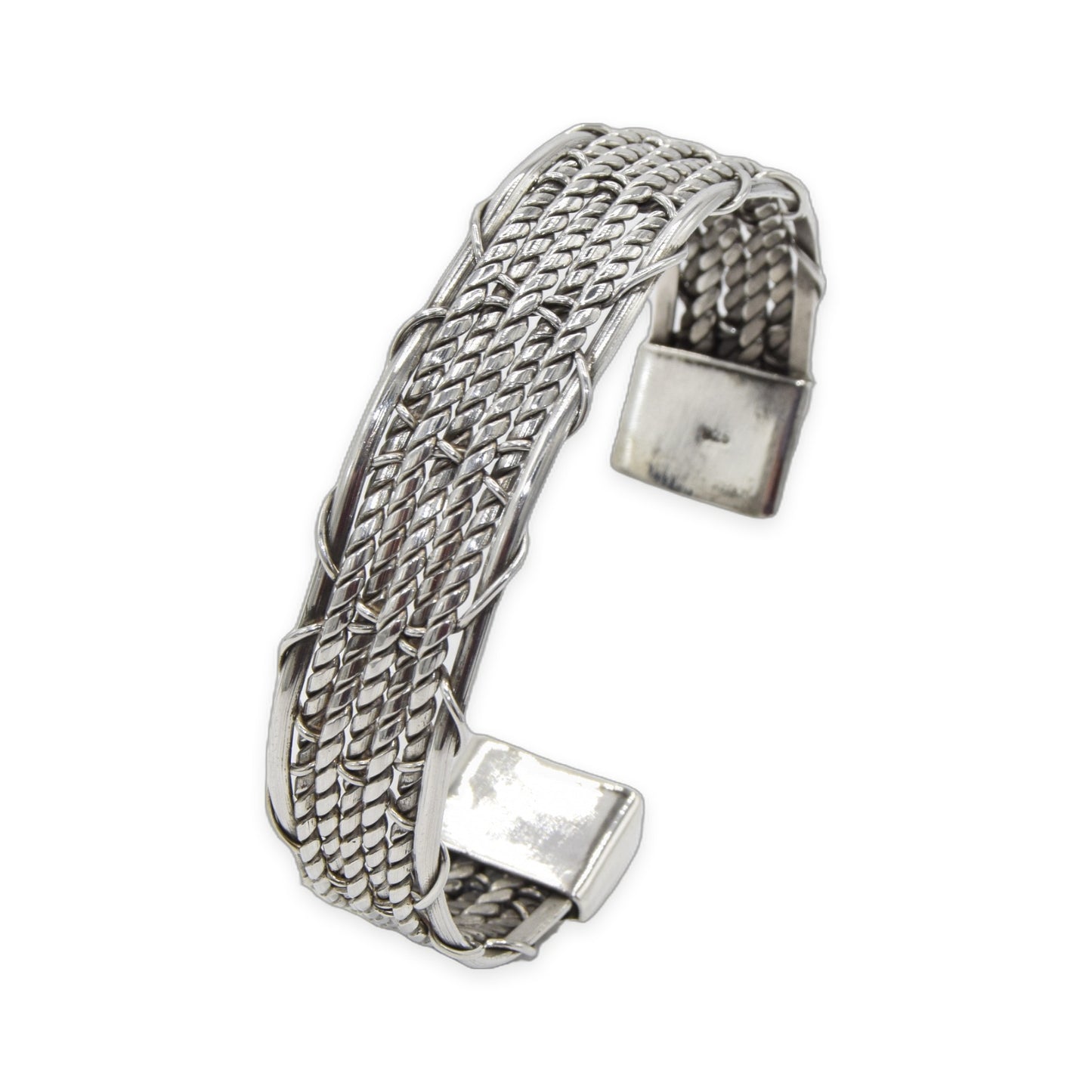Woven Rope Cuff Oxidized Bangle