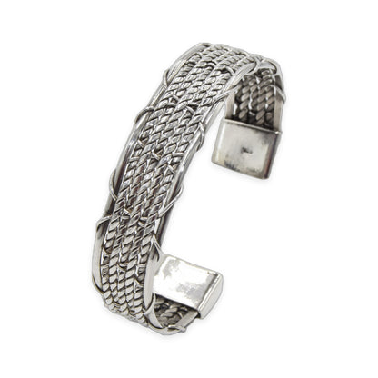 Woven Rope Cuff Oxidized Bangle