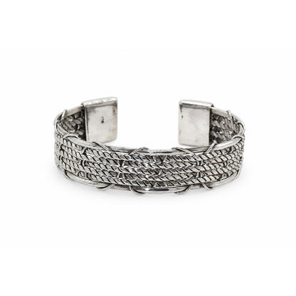 Woven Rope Cuff Oxidized Bangle