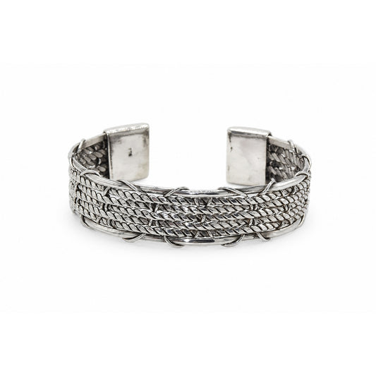 Woven Rope Cuff Oxidized Bangle