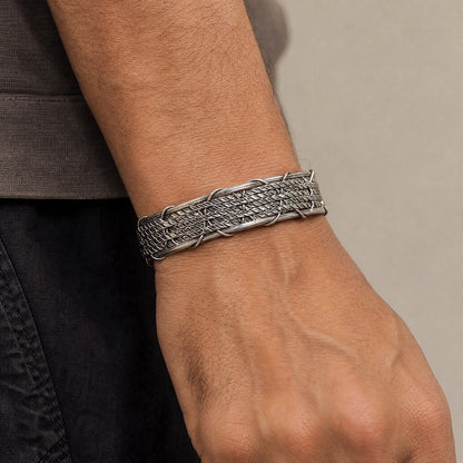 Woven Rope Cuff Oxidized Bangle