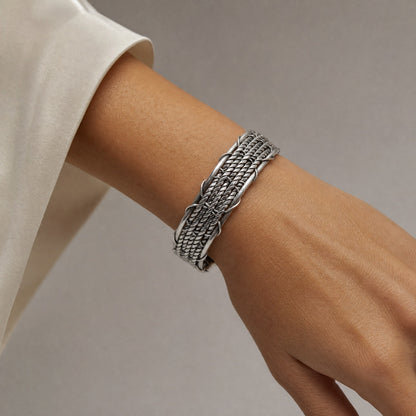 Woven Rope Cuff Oxidized Bangle