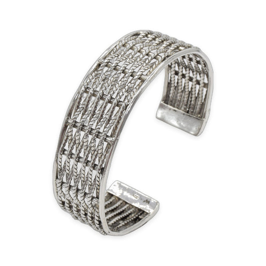Woven Rope Lattice Oxidized Bangle
