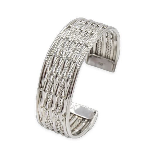 Woven Wire Cuff Oxidized Bangle