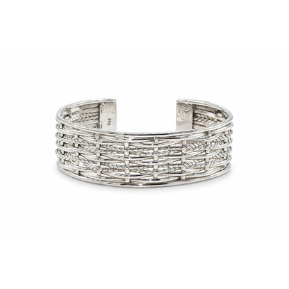Woven Wire Cuff Oxidized Bangle