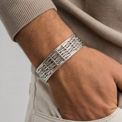 Woven Wire Cuff Oxidized Bangle