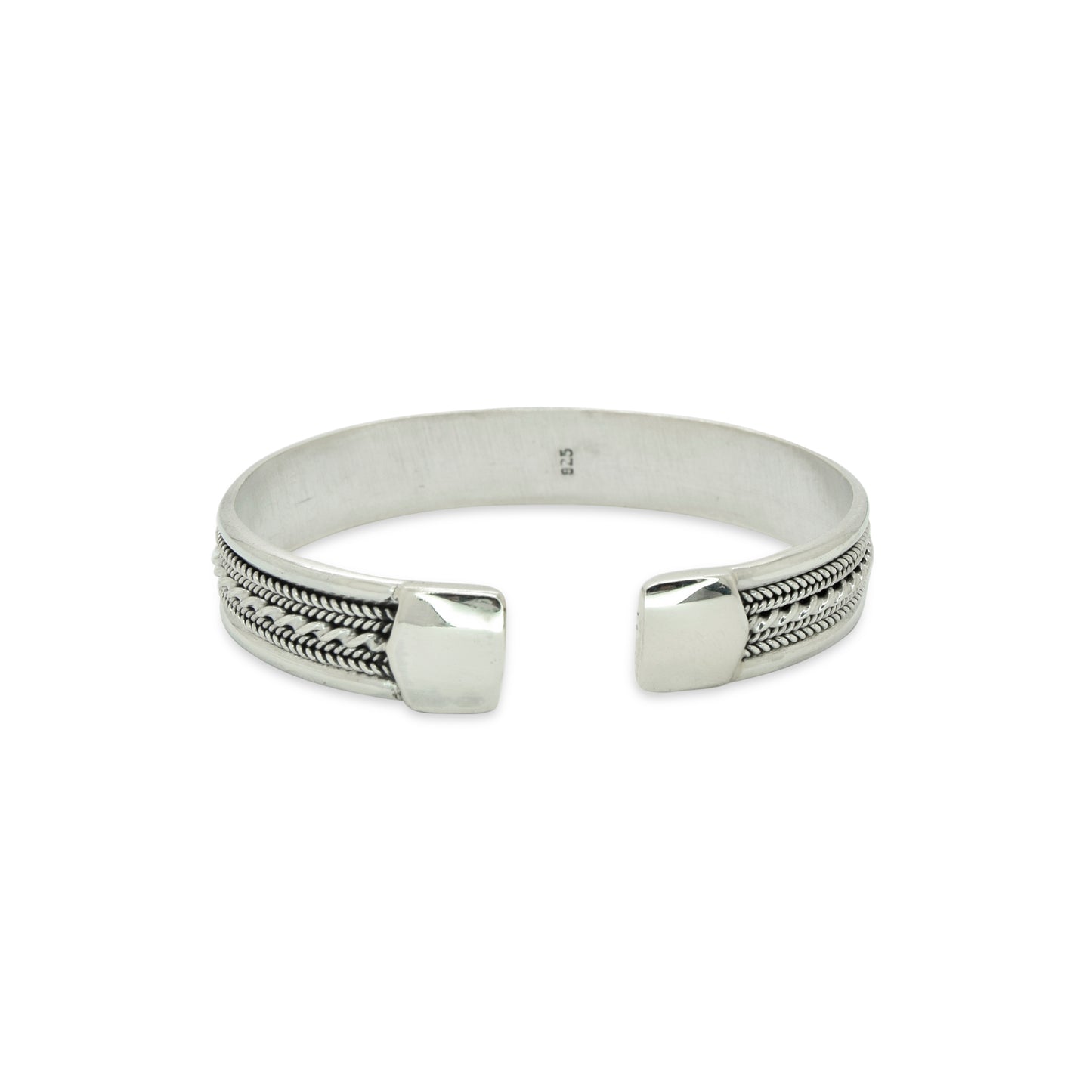 Beaded Braided Oxidized Silver Cuff