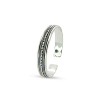 Beaded Braided Oxidized Silver Cuff image
