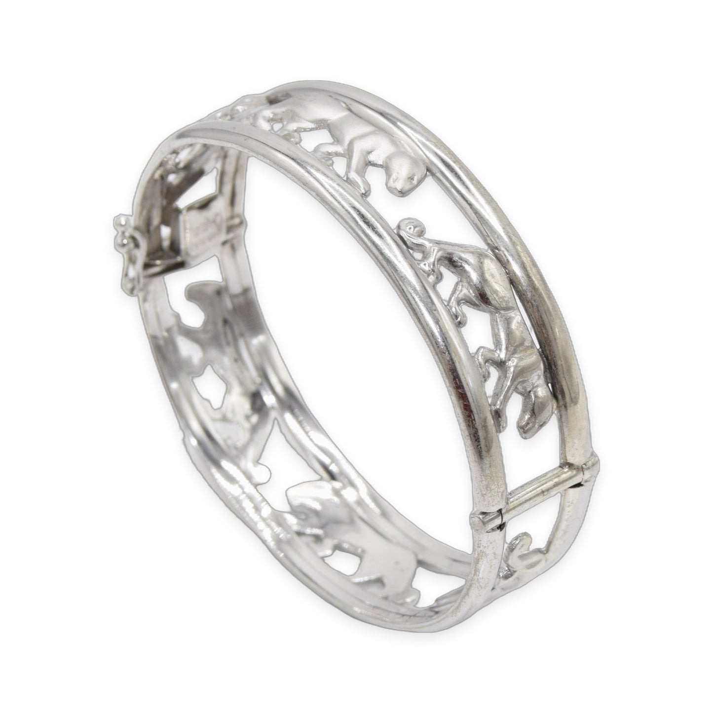 Prowling Cat Motif Plain Bangle