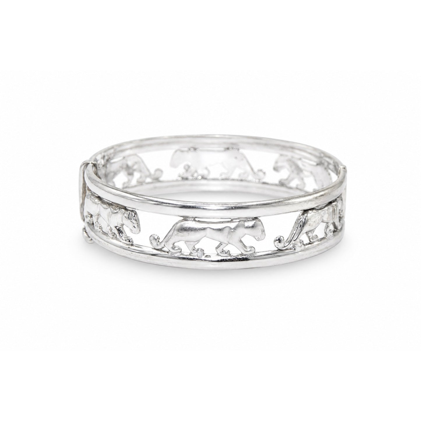 Prowling Cat Motif Plain Bangle