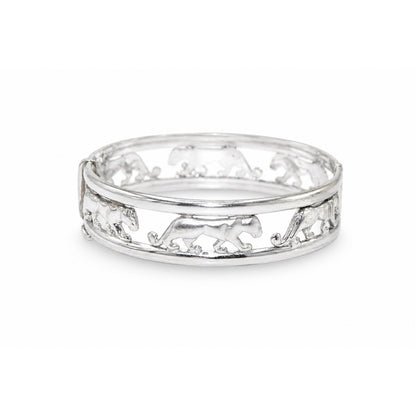 Prowling Cat Motif Plain Bangle