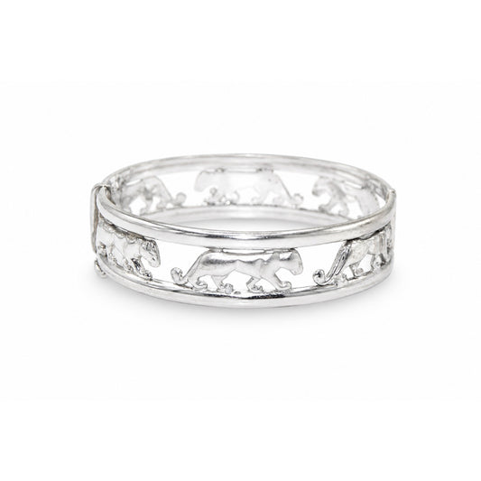 Prowling Cat Motif Plain Bangle