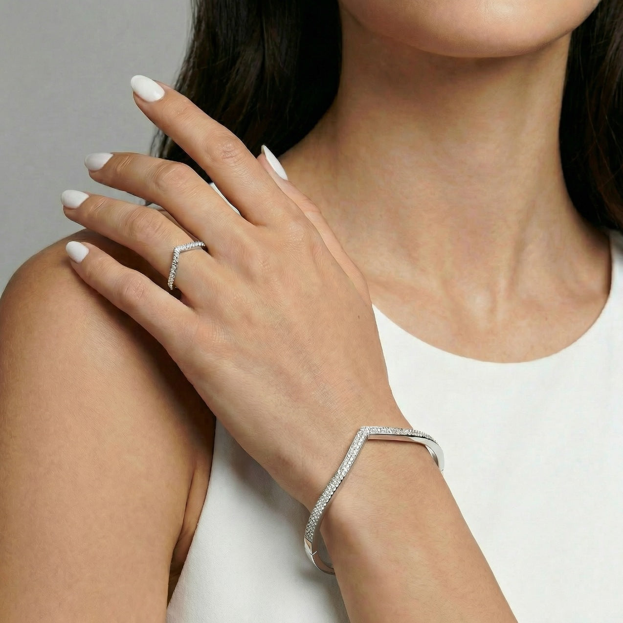 V-Line Pavé Bangle & Ring Set