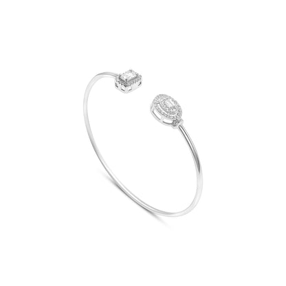 Vertical Emerald Cut & Round Halo Dual Form Bangle