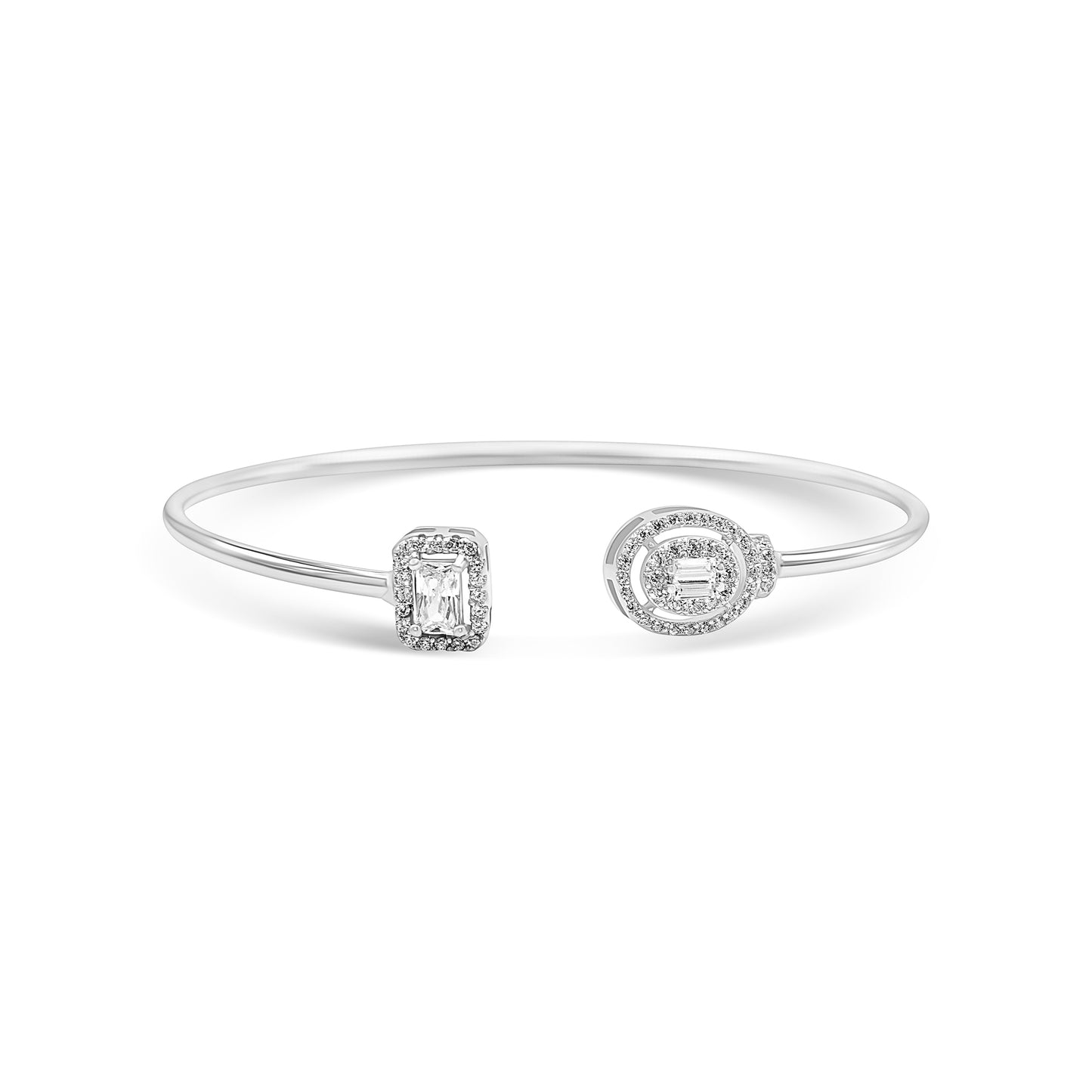 Vertical Emerald Cut & Round Halo Dual Form Bangle