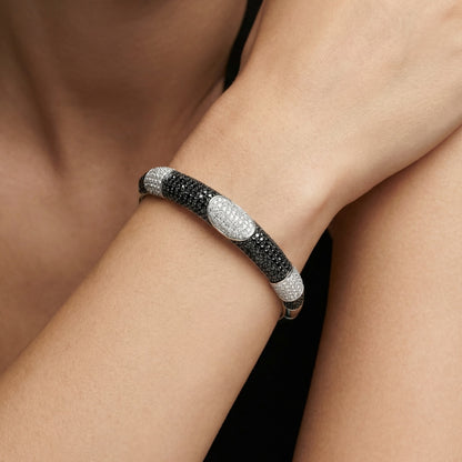 Contrast Pavé B&W Oval Statement Bangle