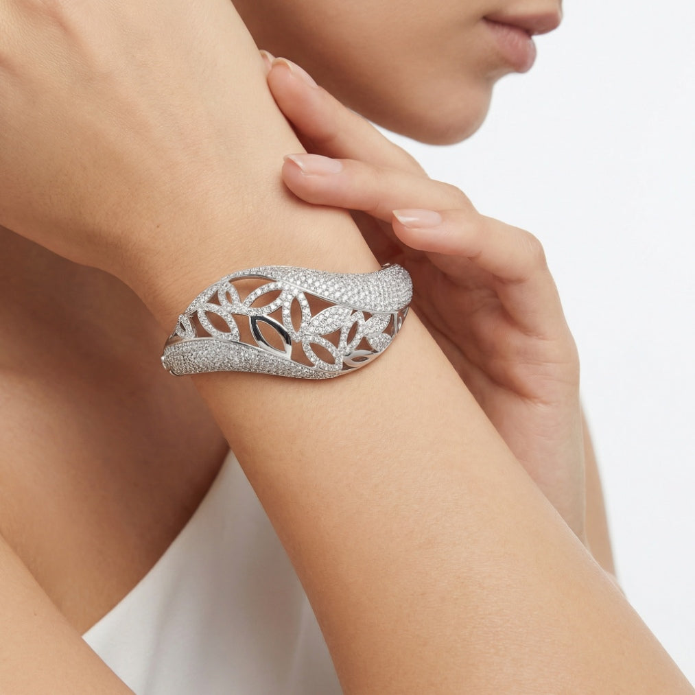 Marquise Leaf Pavé Statement Bangle