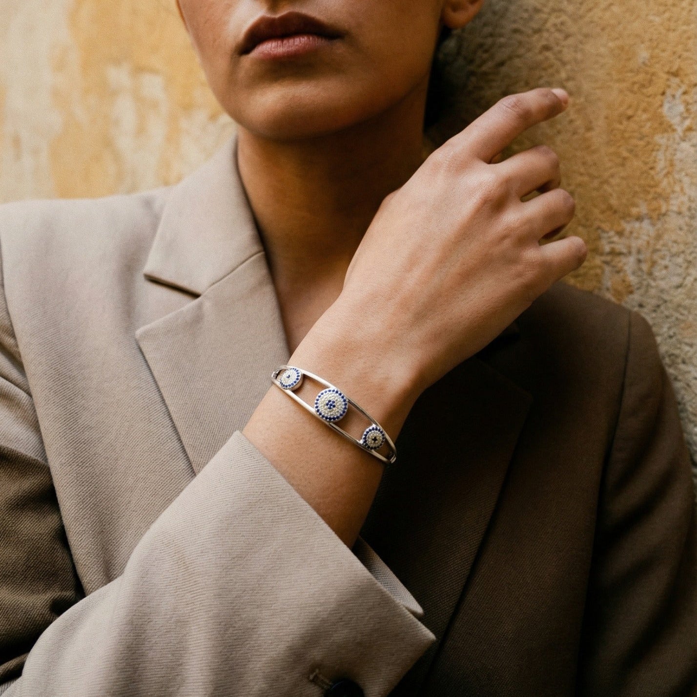 Evil Eye Hinged Bangle