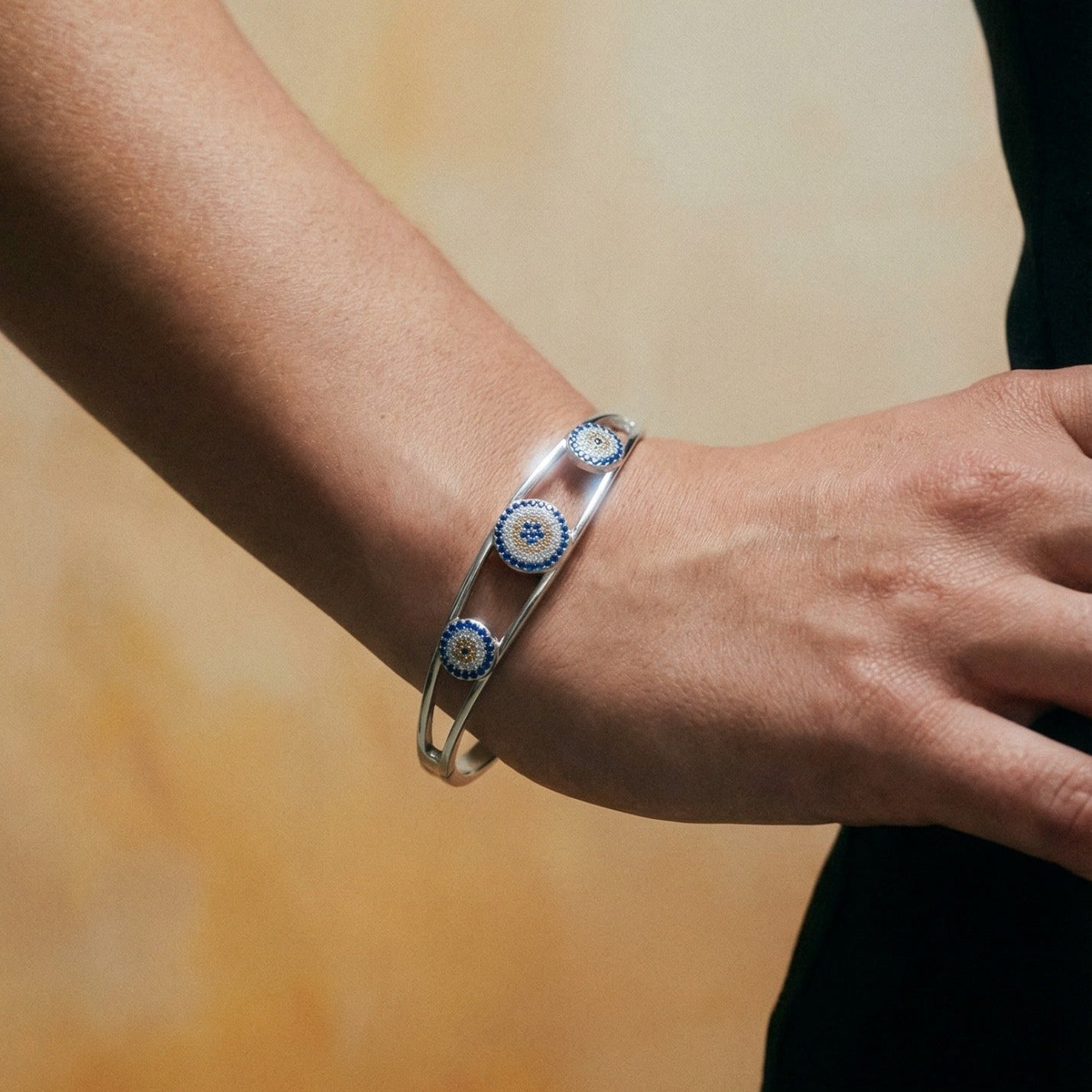 Evil Eye Hinged Bangle