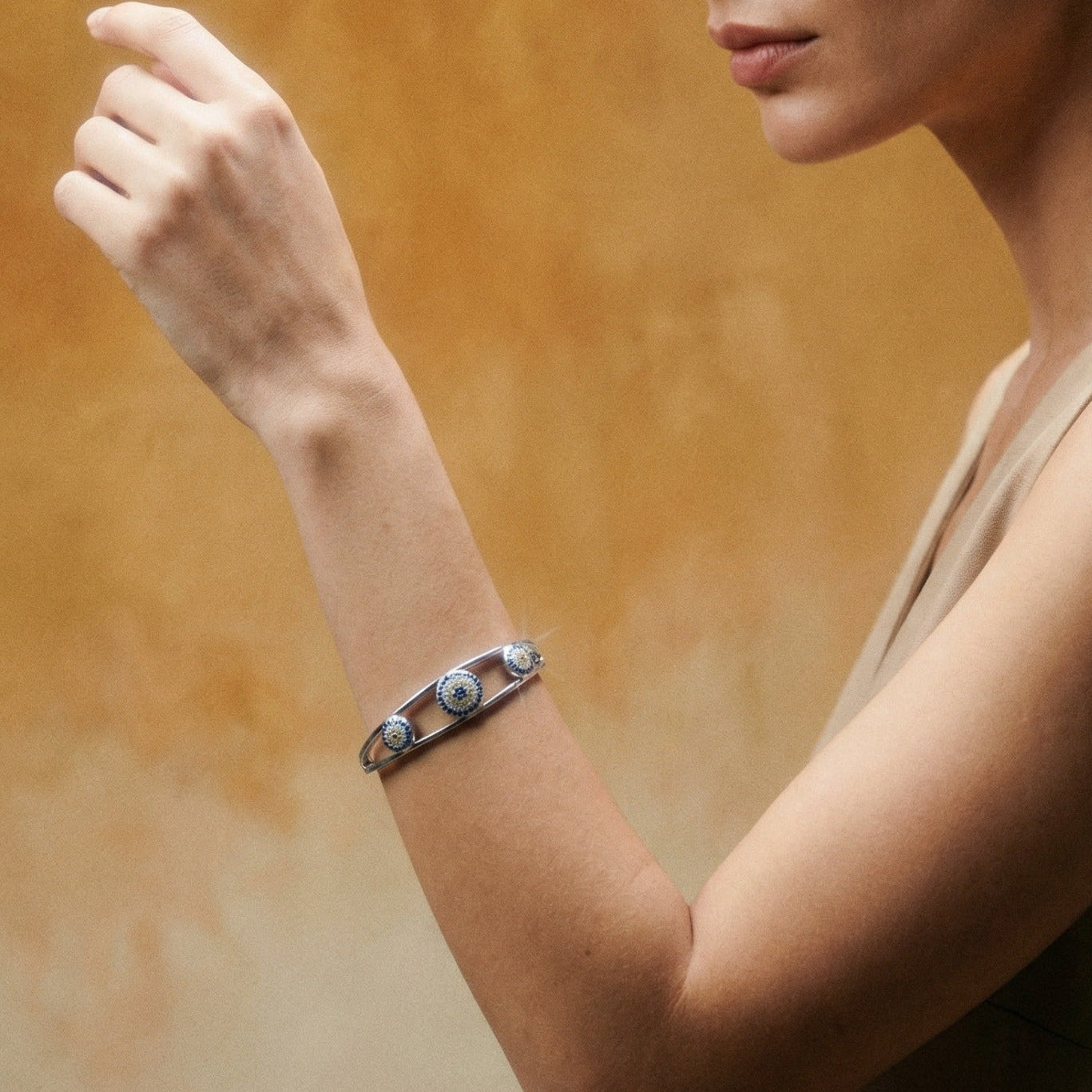 Evil Eye Hinged Bangle