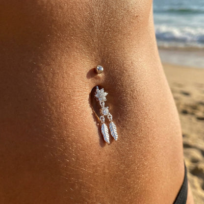 Boho Leaf Dangle Belly Ring