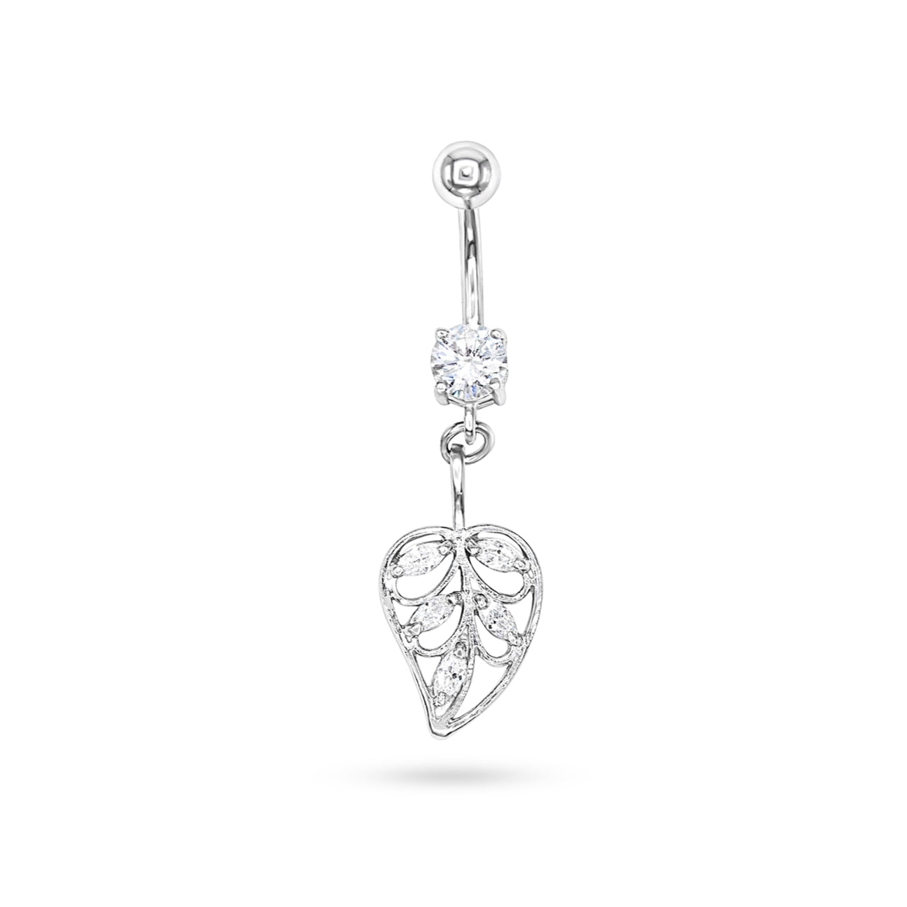Silver Leaf Zircon Dangle Earring