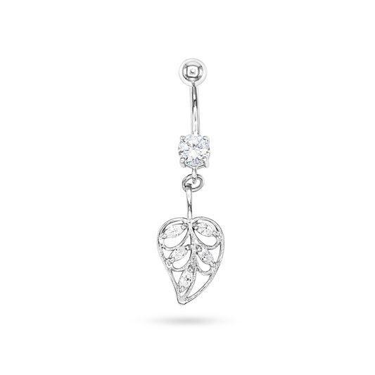 Silver Leaf Zircon Dangle Earring