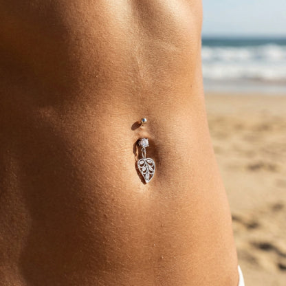 Silver Leaf Zircon Dangle Earring