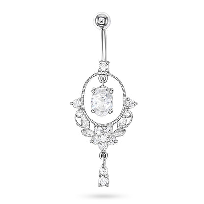 Elegant Floral Drop Belly Ring