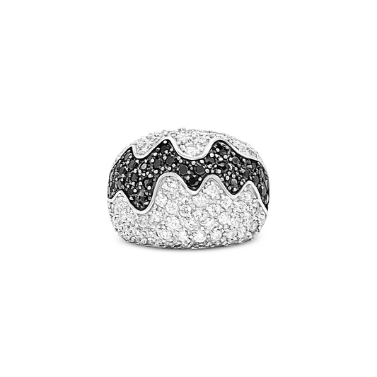 Black & White Wave Dome Ring