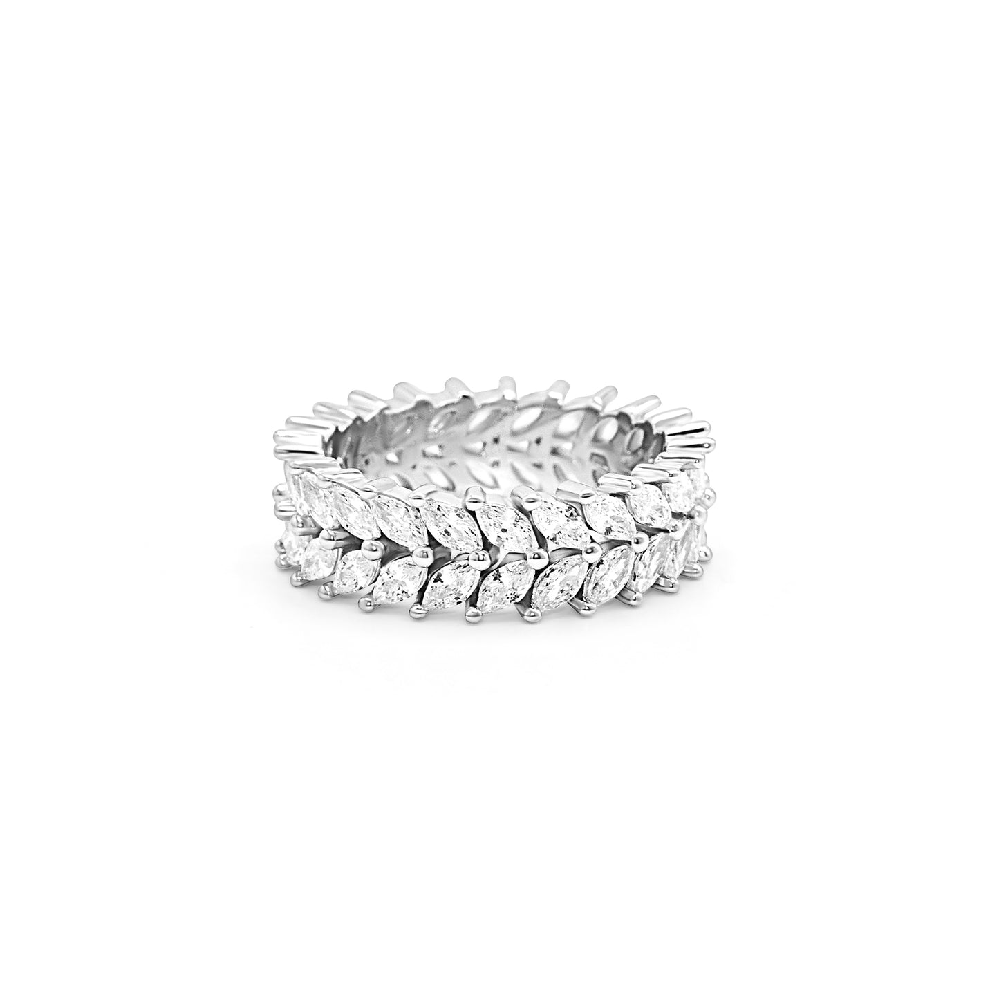 Elegant Zircon Leaf Band Ring