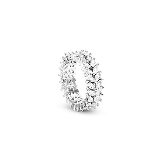 Elegant Zircon Leaf Band Ring