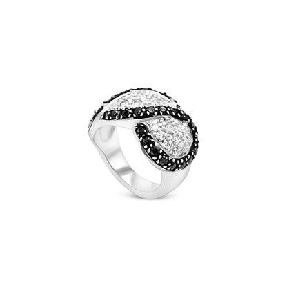 Black & White Intertwined Sparkle Ring